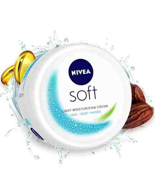 NIVEA Soft Light Moisturizer for Face, Hand  Body, Instant Hydration, Non-Greasy Cream with Vitamin E  Jojoba Oil 100ML